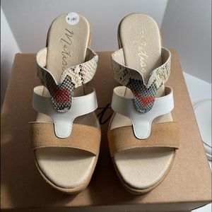 Matisse Gillian Wedge Sandals Natural Suede Size 7